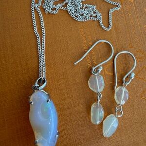 Natural Opal Necklace and Earring Set in 925 silver